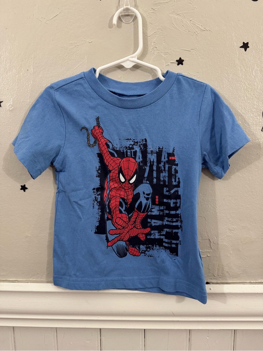 Marvel Blue Tee with Red Spider-Man Graphic